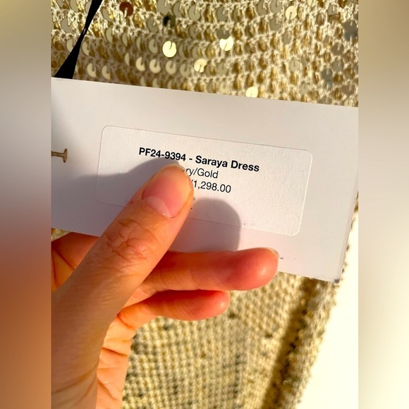 Retrofete Saraya gold crochet embellished gown NWT - Picture 3 of 5